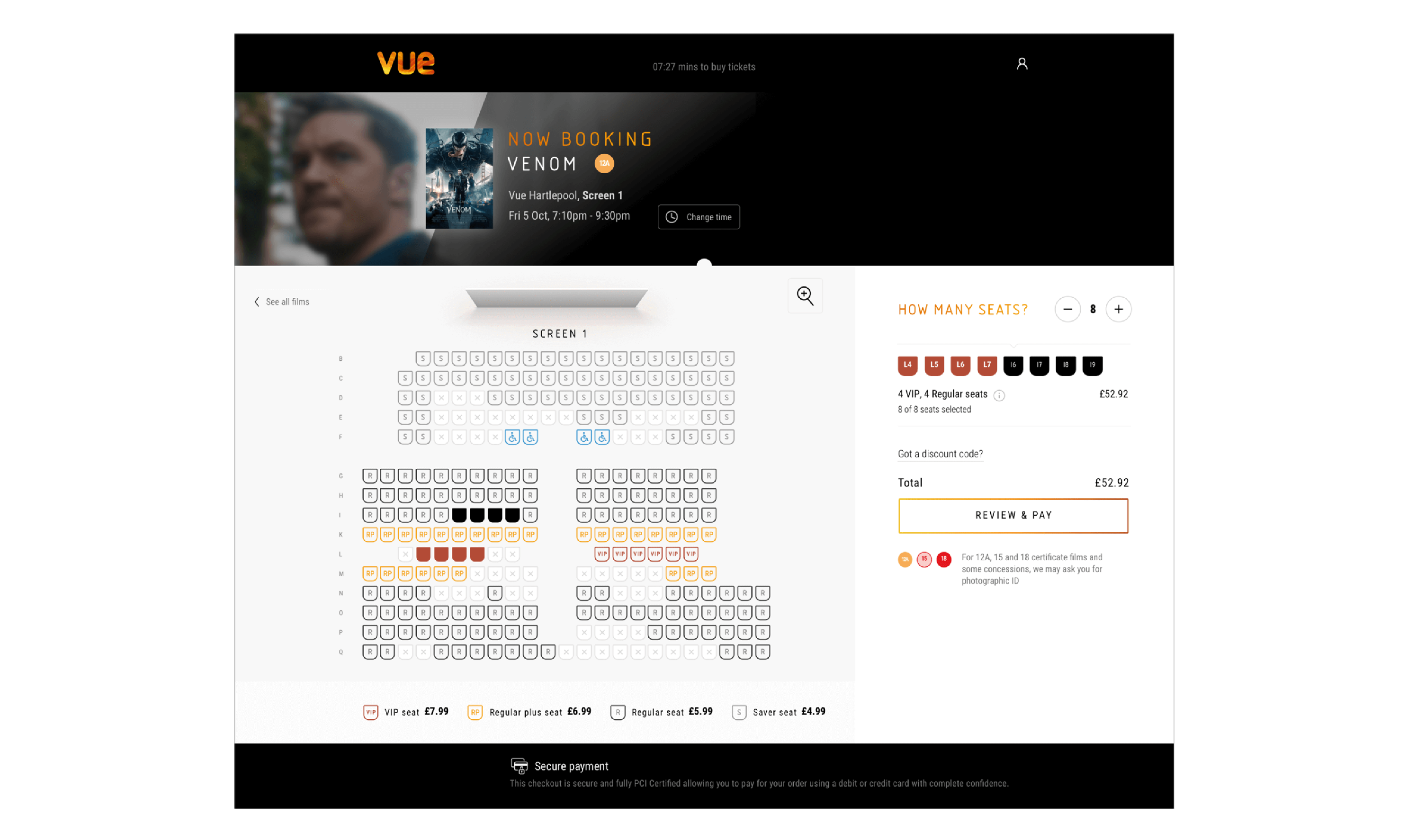 VUE select seat page